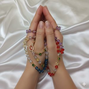 Chapelet multicolore avec croix multicolore