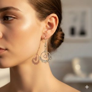 Boucle d'oreille bohème porte par une femme idéale cadeau