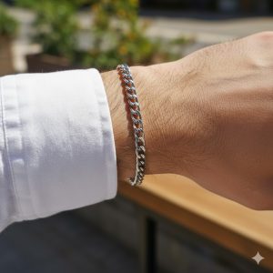 Bracelet Gourmette Homme en Acier Inoxydable – Maille Gourmette Fine Classique