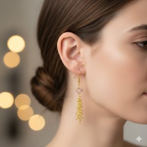 "Éclat Bohème" — Dormeuses Dorées avec Perles Facettées Roses