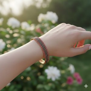 "Bracelet noir et rouge"