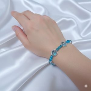 Bracelet perles bleues en verre