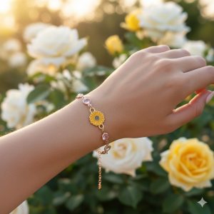 Bracelet chaine acier inoxydable tournesol
