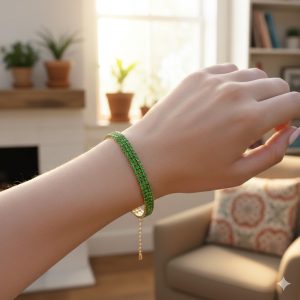 Bracelet noir et vert en strass