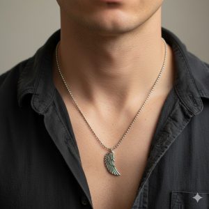 "Collier homme aile d'ange en acier inoxydable .