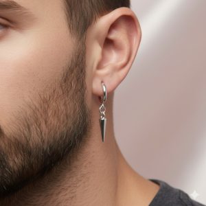 Boucle d’oreille pendante en acier inoxydable