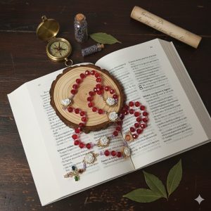 L'Éclat du Sacré : Chapelet Artisanal en Perles Rouges et Croix Multicolore