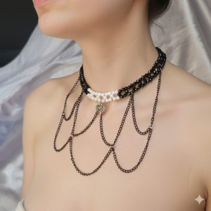 Choker-cascade en acier inoxydable fait main perle en verre pour le ras de cou