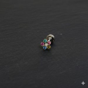 Piercing Fleur en Acier Inoxydable aux Six Couleurs