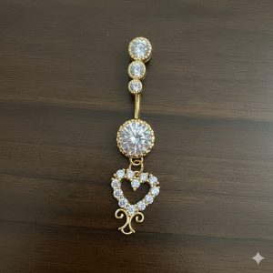 Bijou de Corps Artisanal – Piercing Nombril Doré Cœur Customisé