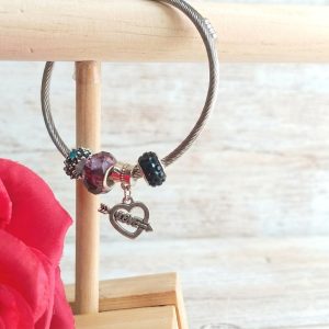 Bracelet Jonc Artisanal "Cœur de Cristal"