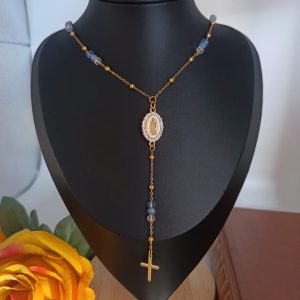 Collier Psaume Unique – Acier Doré PVD Haute Résistance et Perles Verres
