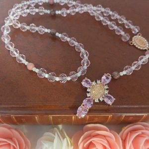 Chapelet Artisanal en Rhodonite et Perles de Verre