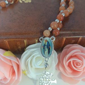 Chapelet Artisanale Unique Arbre de Vie et Aventurine Orange :